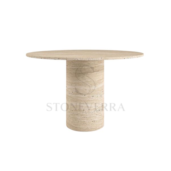 Travertine Dining Table, Handmade Table, Natural Dining Table, Round Table - Görsel 2